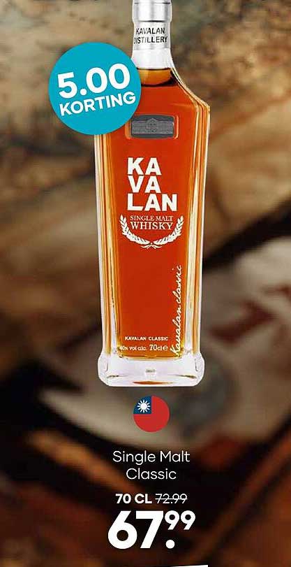 Kavalan Single Malt Classic 5.00 korting