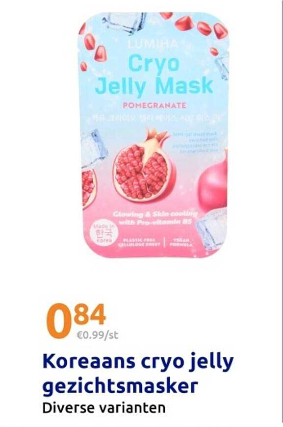 Koreaans cryo jelly gezichtsmasker Diverse varianten