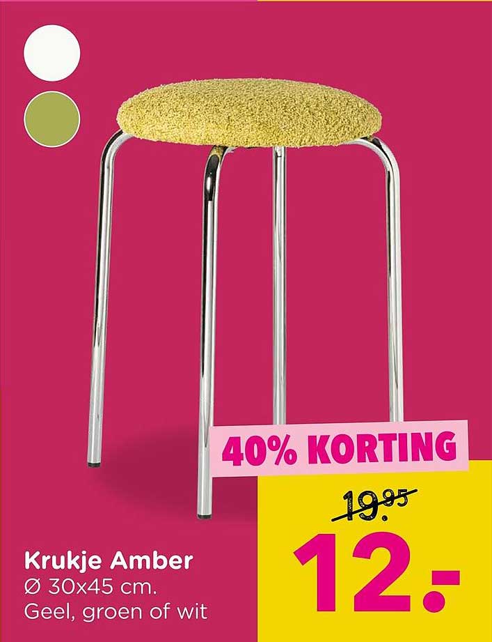 Krukje Amber Ø 30x45 cm. Geel, groen of wit 40% KORTING