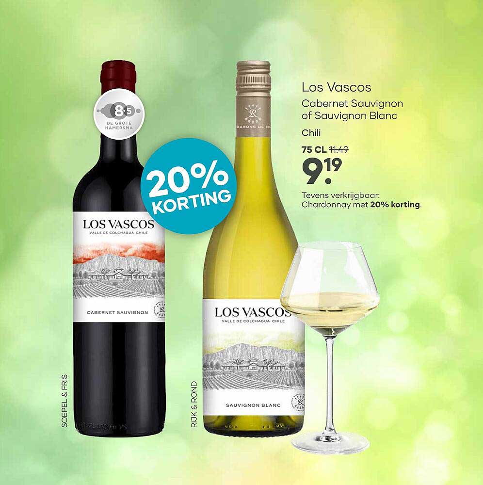 Los Vascos Cabernet Sauvignon of Sauvignon Blanc Chili 75 CL 20% KORTING
