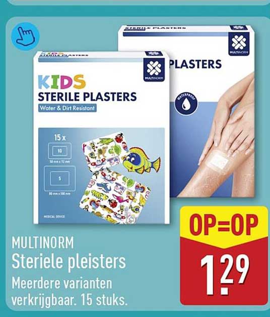 MULTINORM Steriele pleisters Meerdere varianten verkrijgbaar. 15 stuks. OP=OP