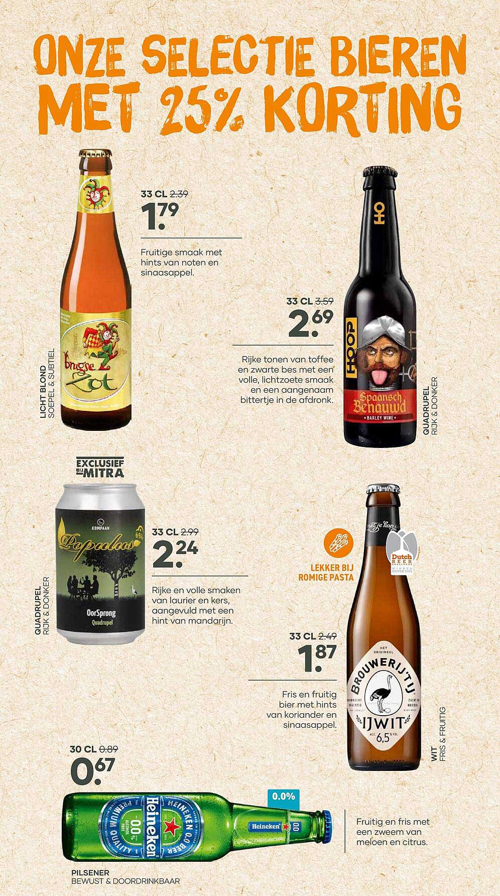 Onze selectie bieren met 25% korting