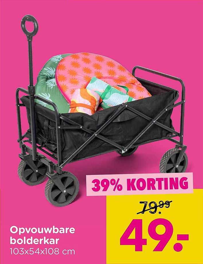 Opvouwbare bolderkar 103x54x108 cm 39% KORTING