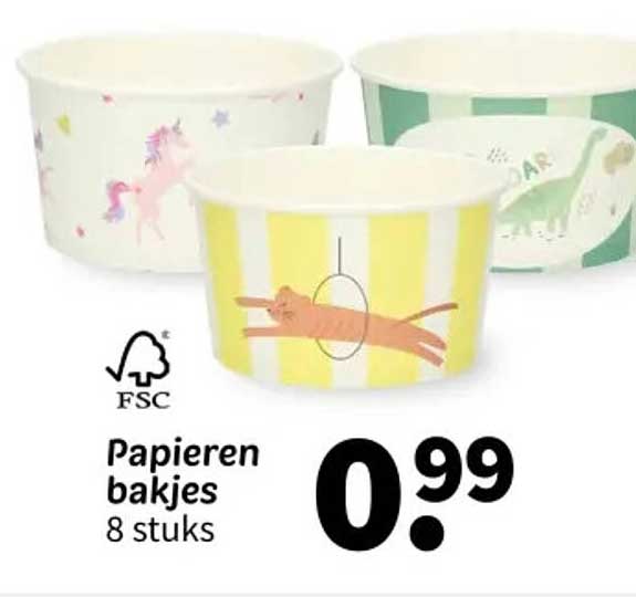 Papieren bakjes 8 stuks