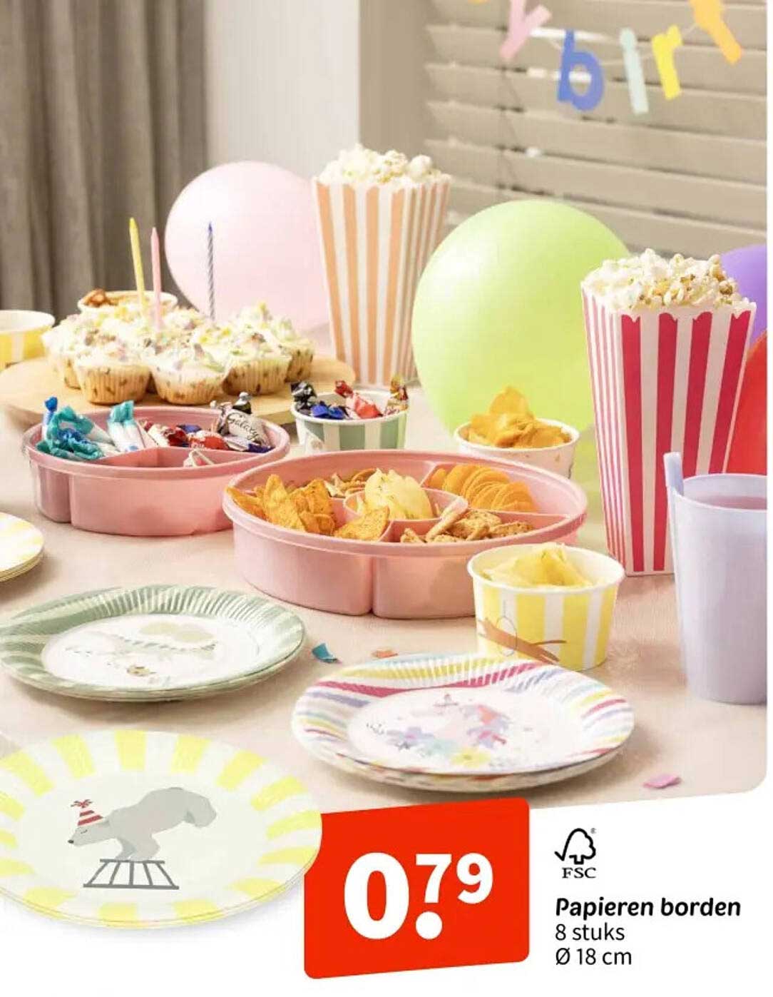 Papieren borden 8 stuks Ø 18 cm