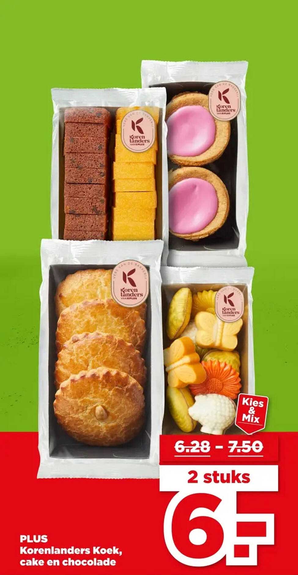 PLUS Korenlanders Koek, cake en chocolade Kies & Mix 2 stuks