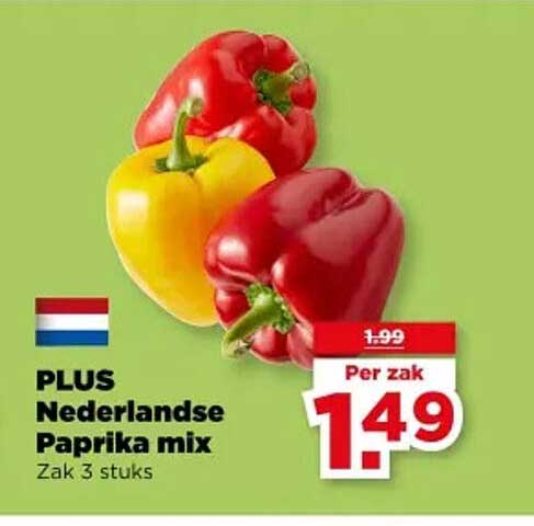 PLUS Nederlandse Paprika mix Zak 3 stuks
