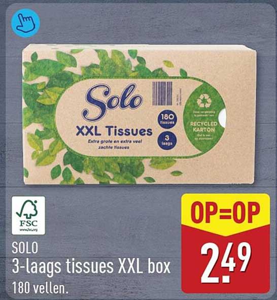 SOLO 3-laags tissues XXL box 180 vellen OP=OP