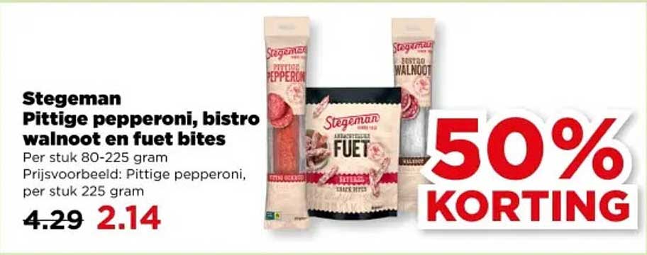 Stegeman Pittige pepperoni, bistro walnoot en fuet bites 50% KORTING