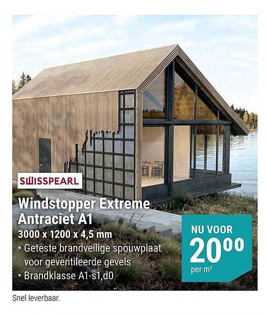 SWISSPEARL Windstopper Extreme Antraciet A1 3000 x 1200 x 4,5 mm