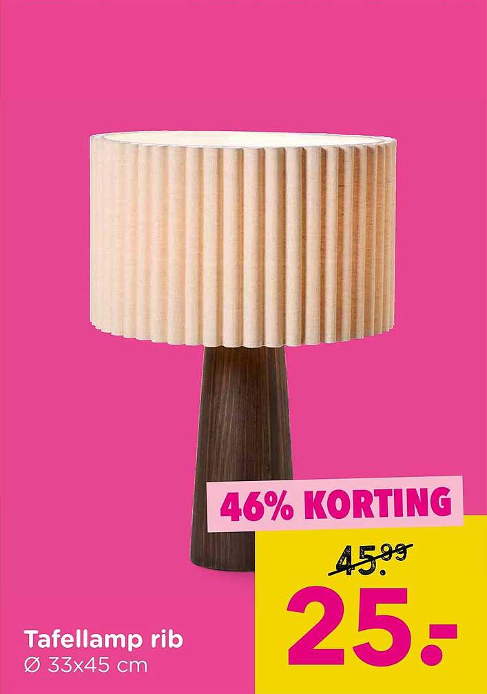 Tafellamp rib Ø 33x45 cm 46% KORTING