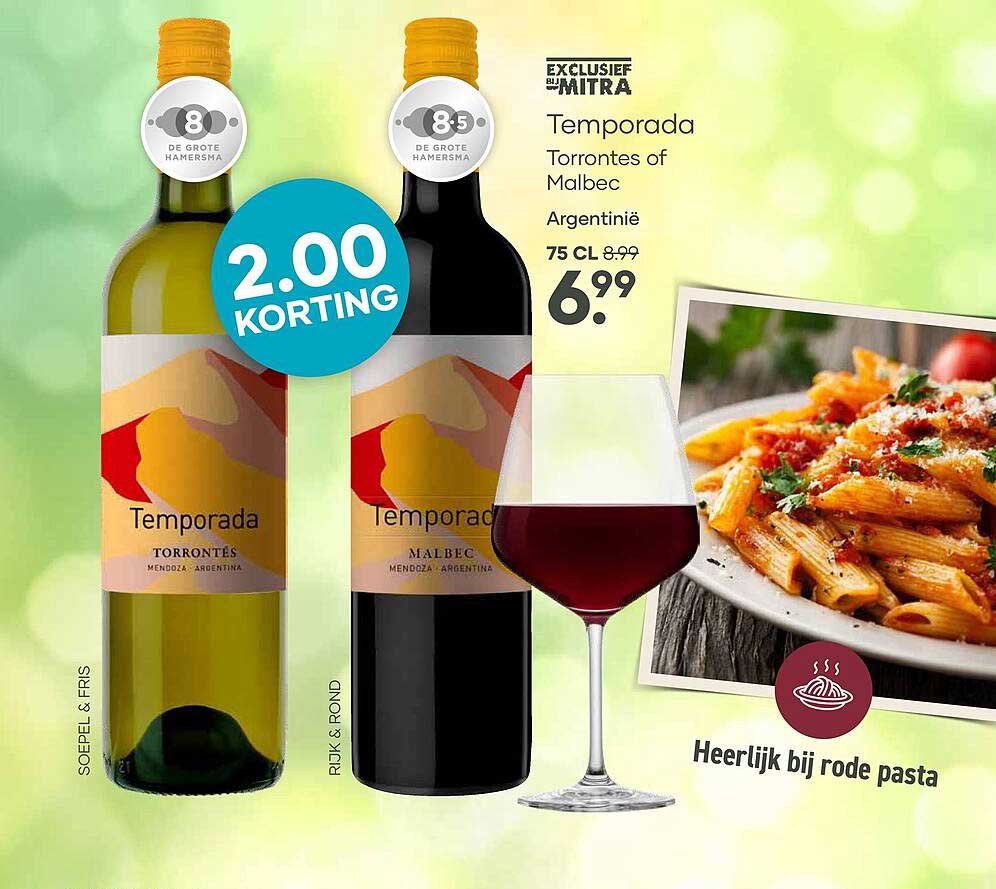 Temporada Torrontes of Malbec Argentinië 75 CL 2.00 KORTING