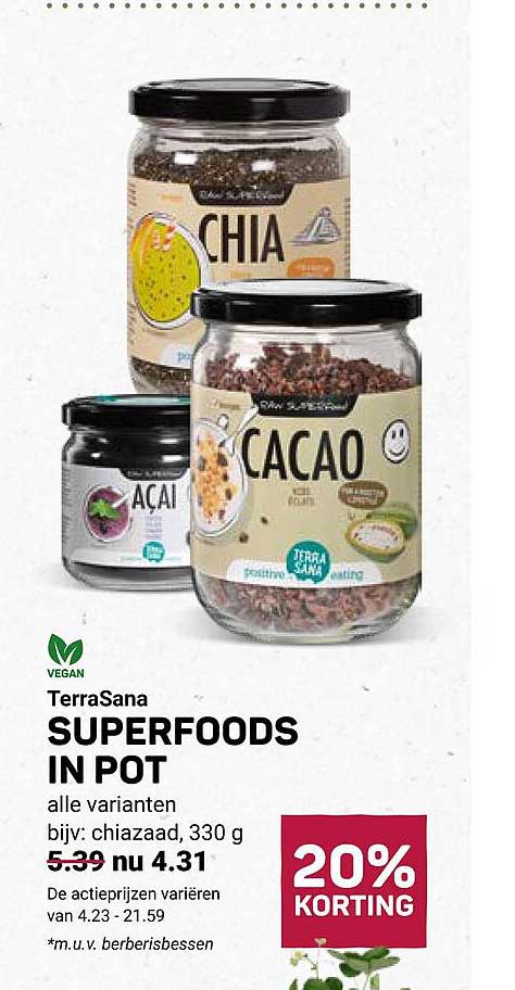TerraSana SUPERFOODS IN POT alle varianten 20% KORTING