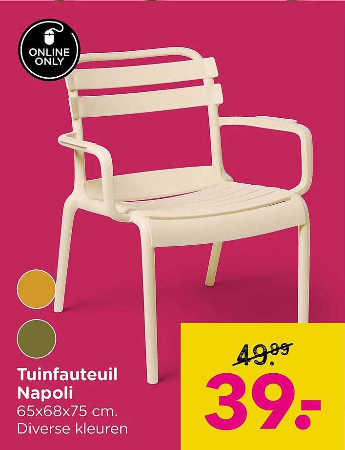 Tuinfauteuil Napoli 65x68x75 cm. Diverse kleuren