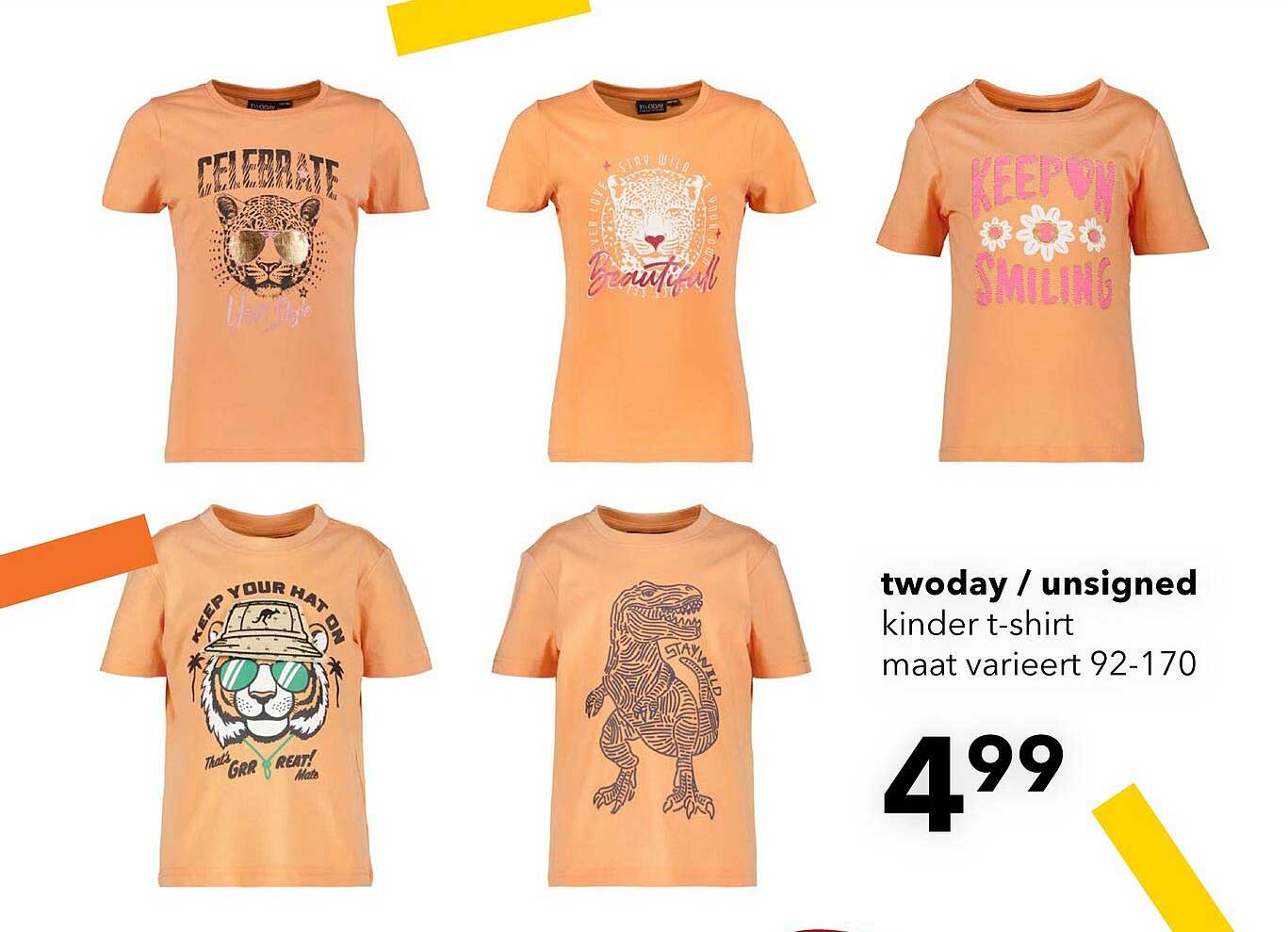 twoday / unsigned kinder t-shirt maat varieert 92-170