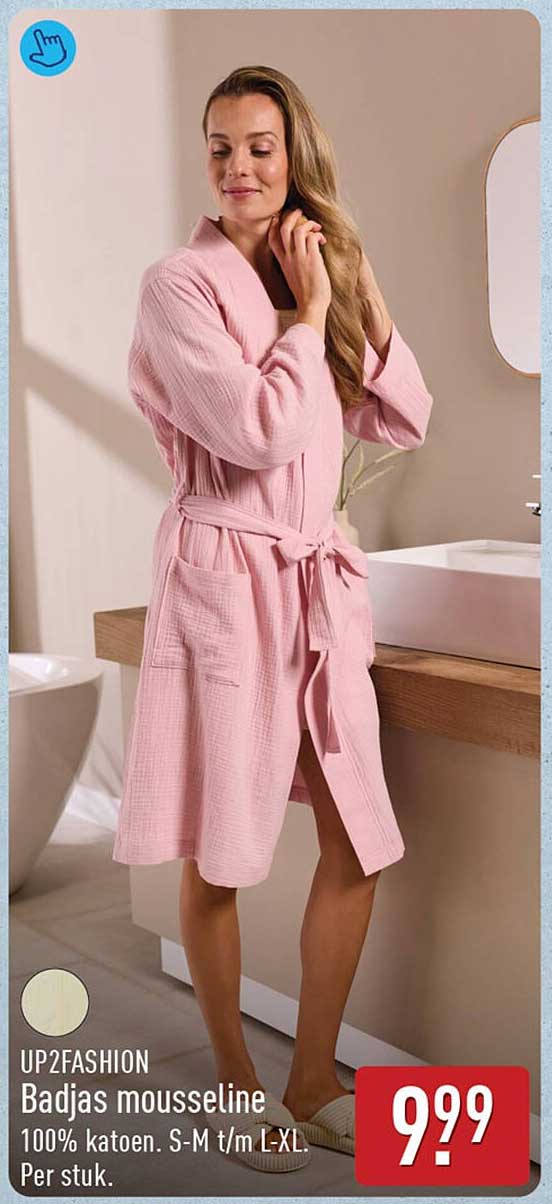 UP2FASHION Badjas mousseline 100% katoen. S-M t/m L-XL. Per stuk.