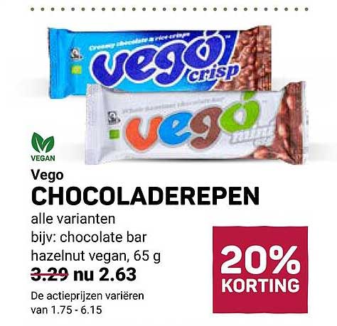 Vego CHOCOLADEREPEN alle varianten