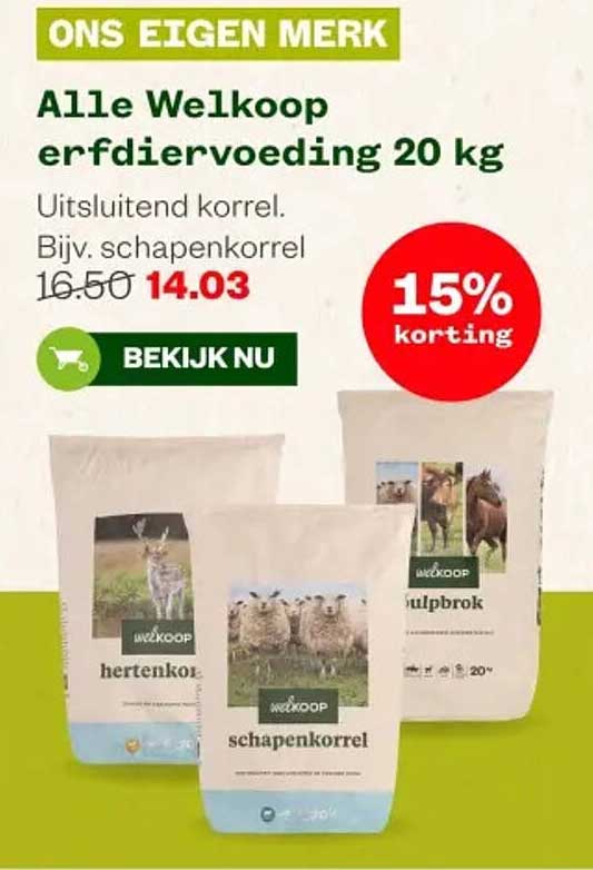Alle Welkoop erfdiervoeding 20 kg