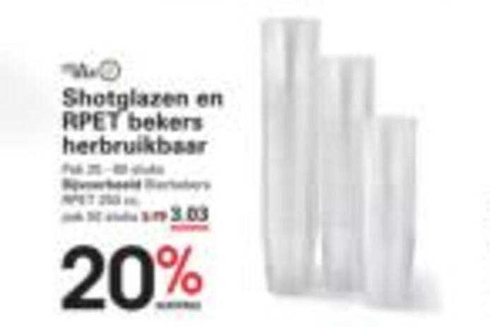 Shotglazen en RPET bekers herbruikbaar