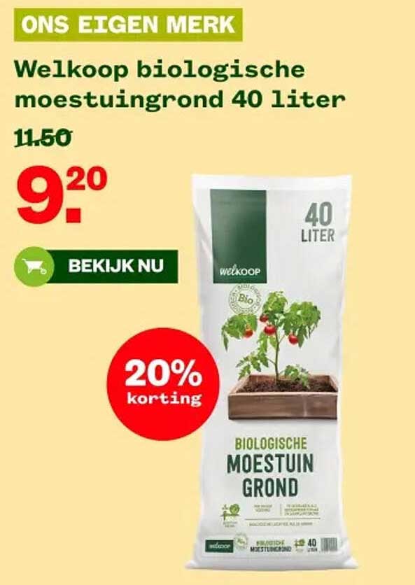 Welkoop biologische moestuingrond 40 liter