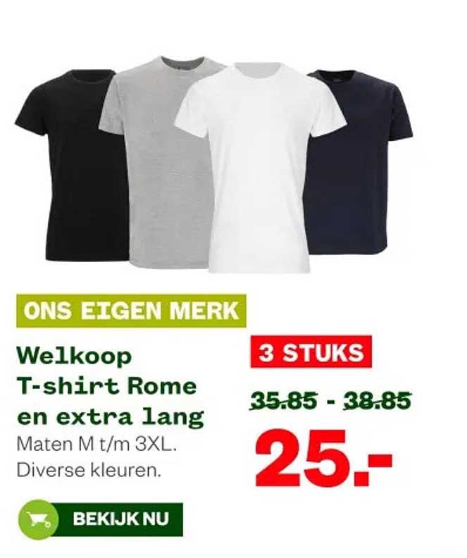 Welkoop T-shirt Rome en extra lang