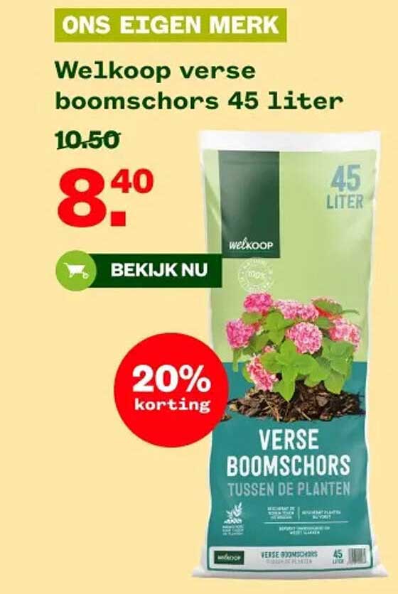 Welkoop verse boomschors 45 liter