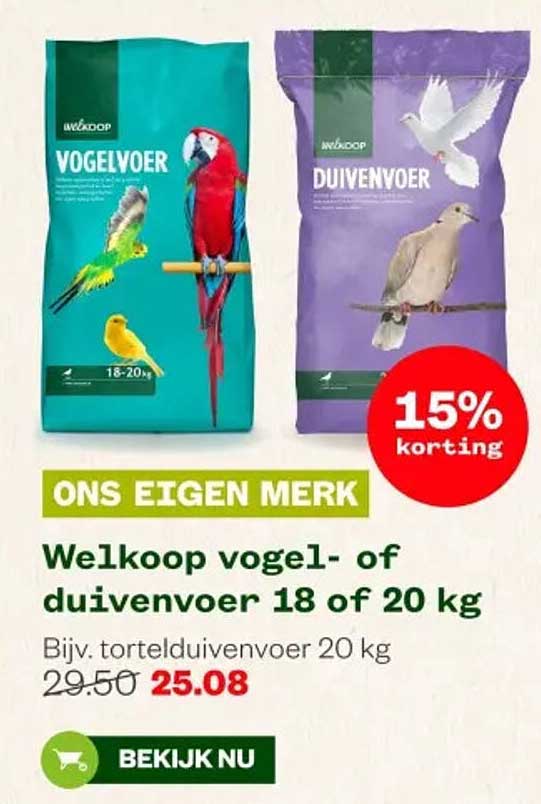 Welkoop vogel- of duivenvoer 18 of 20 kg