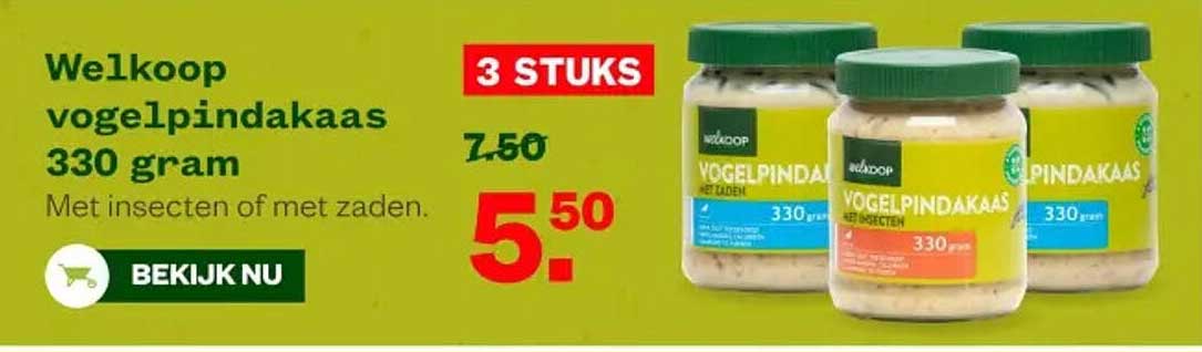 Welkoop vogelpindakaas 330 gram