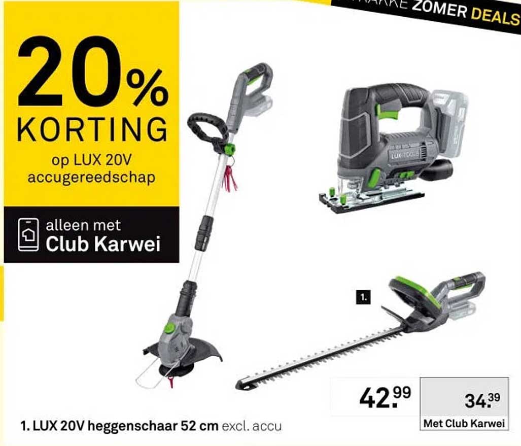 1. LUX 20V heggenschaar 52 cm excl. accu