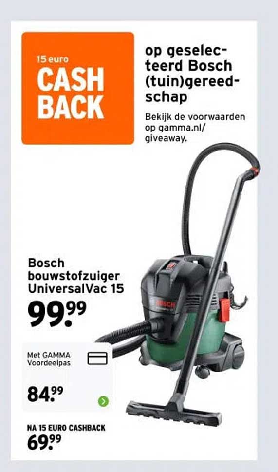 15 euro CASH BACK op geselecteerd Bosch (tuin)gereedschap