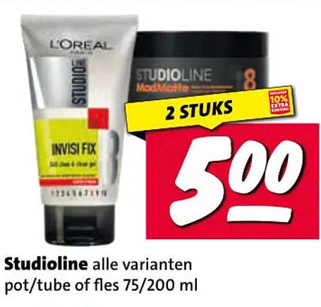2 stuks 5,00 Studioline alle varianten pot/tube of fles 75/200 ml