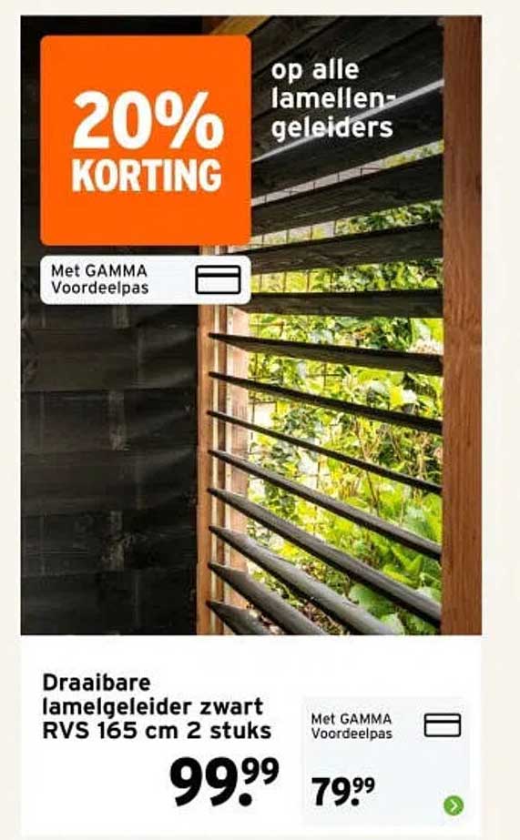 20% korting op alle lamellen-geleiders