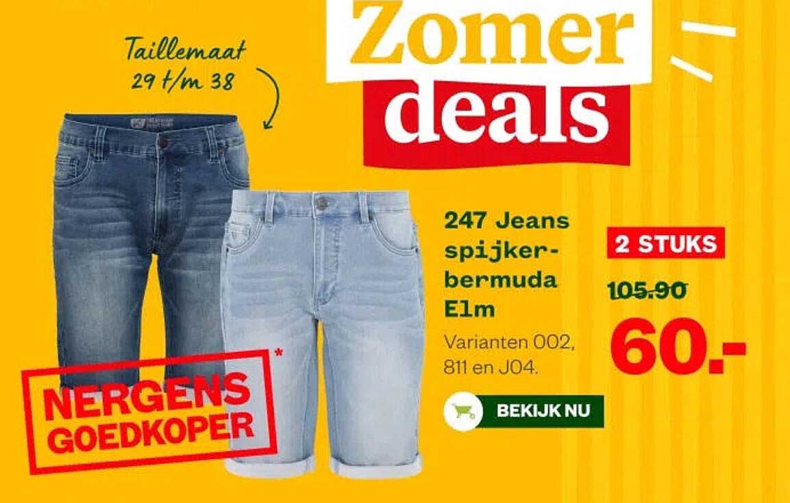 247 Jeans spijker-bermuda Elm 2 STUKS
