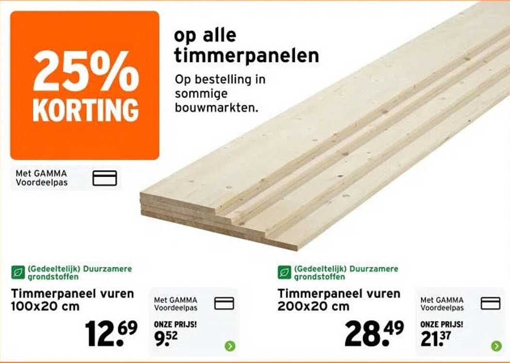25% KORTING op alle timmerpanelen