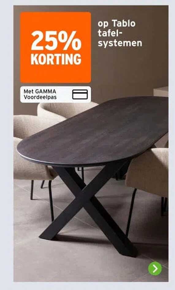 25% KORTING op Tablo tafel-systemen