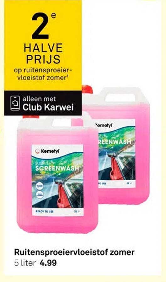 2e halve prijs op ruitensproeier-vloeistof zomer¹ alleen met Club Karwei
