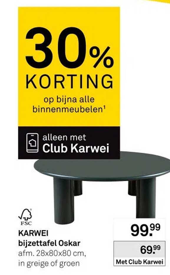30% KORTING op bijna alle binnenmeubelen alleen met Club Karwei