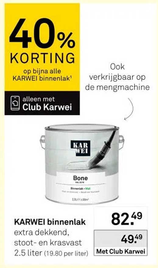 40% korting op bijna alle KARWEI binnenlak¹