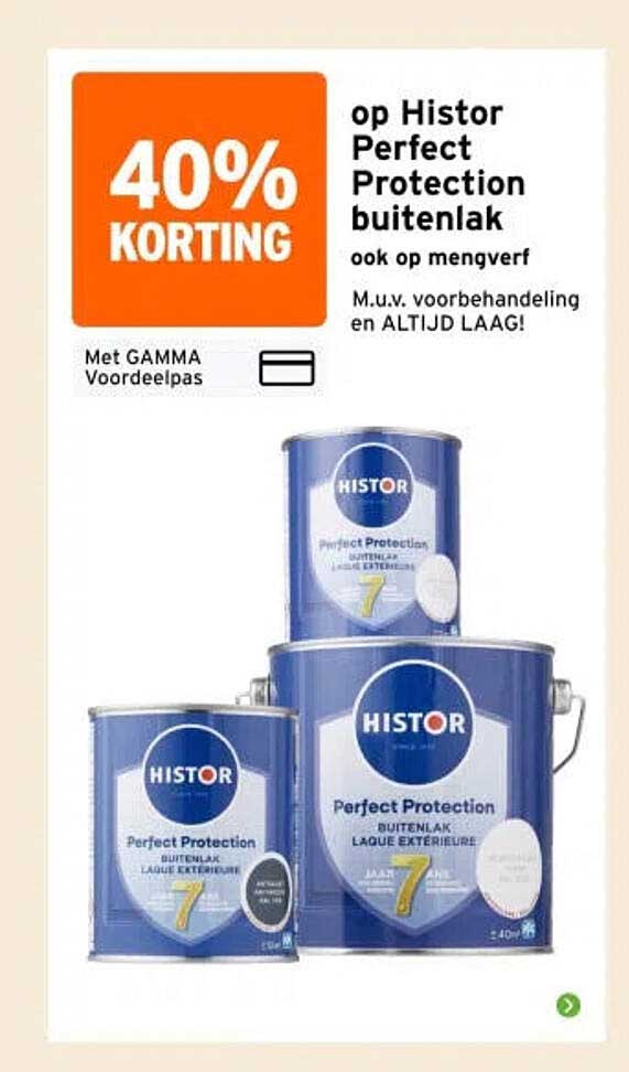 40% KORTING op Histor Perfect Protection buitenlak ook op mengverf