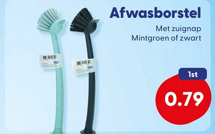 Afwasborstel Met zuignap Mintgroen of zwart
