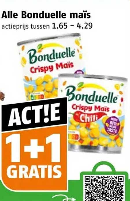 Alle Bonduelle maïs 1+1 gratis