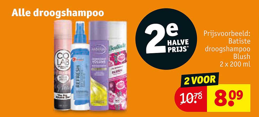 Alle droogshampoo 2e halve prijs