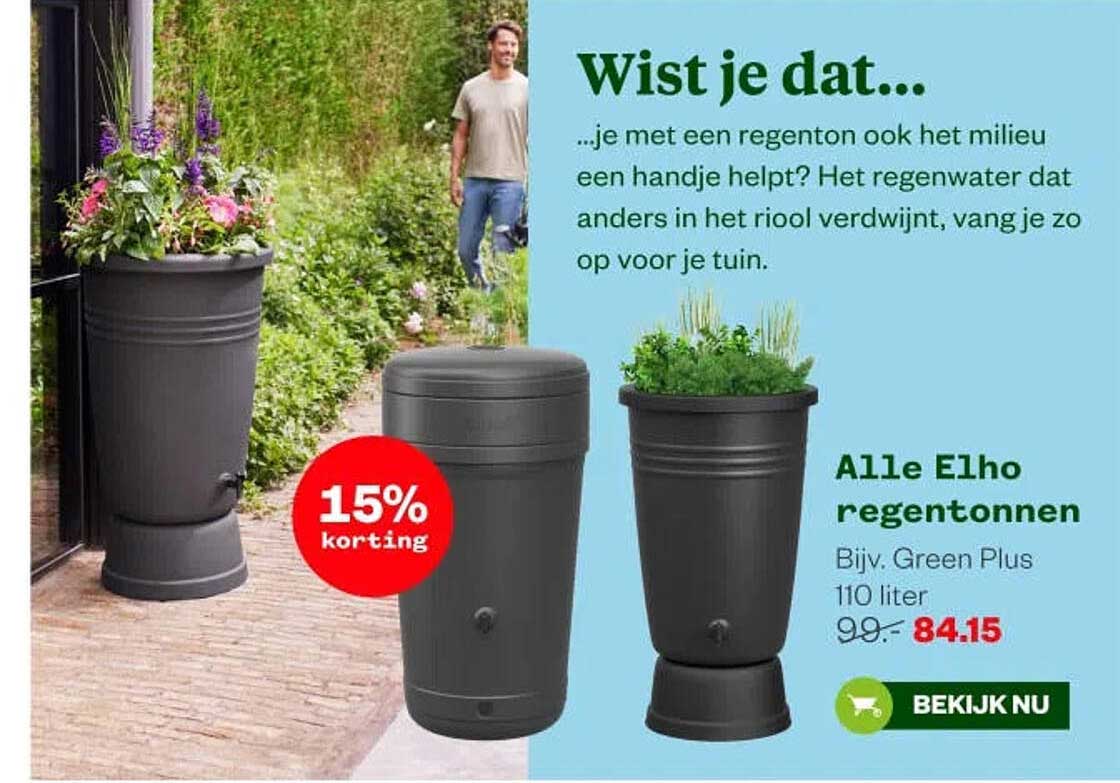 Alle Elho regentonnen 15% korting
