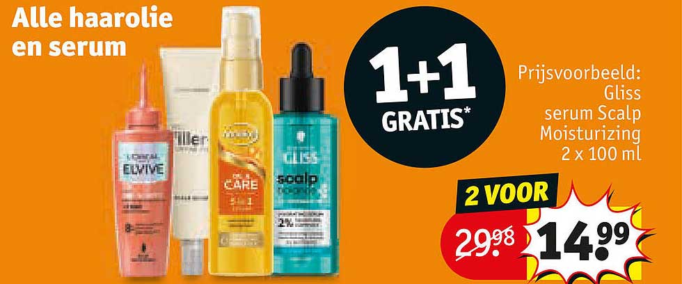 Alle haarolie en serum 1+1 GRATIS*