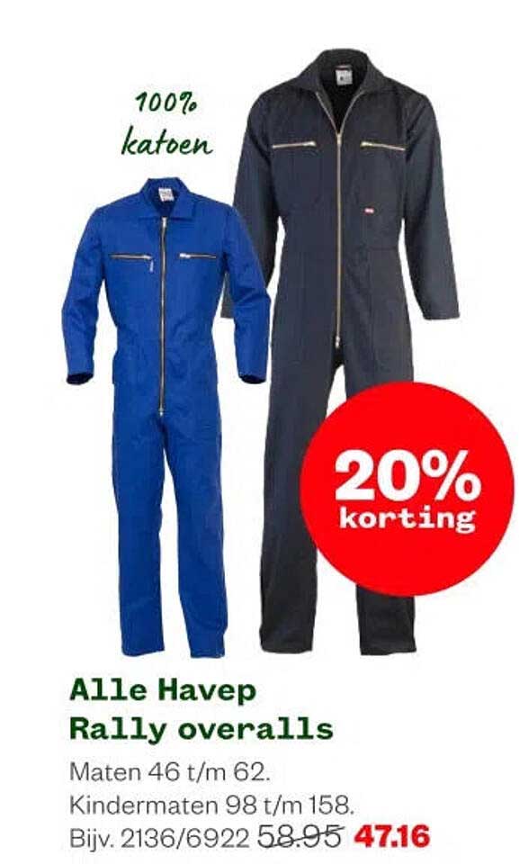 Alle Havep Rally overalls 20% korting