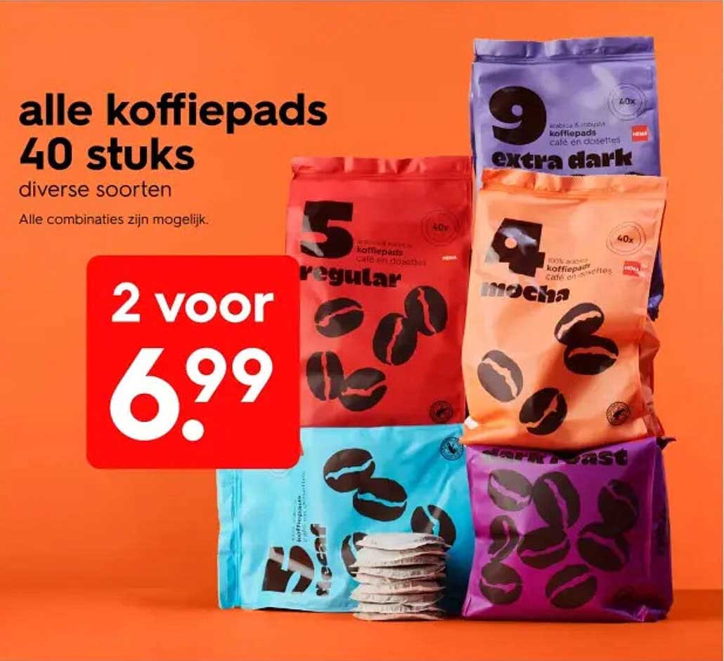 alle koffiepads 40 stuks diverse soorten