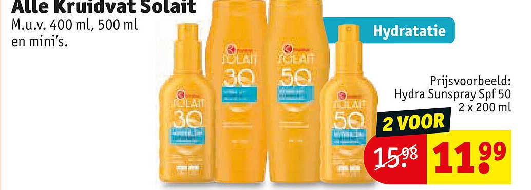 Alle Kruidvat Solait M.u.v. 400 ml, 500 ml en mini’s. Hydratatie 2 voor