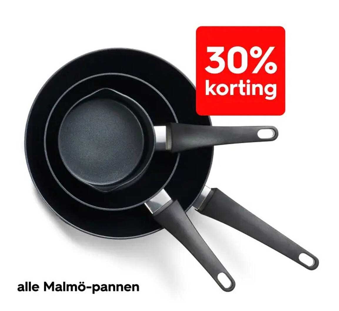 alle Malmö-pannen 30% korting