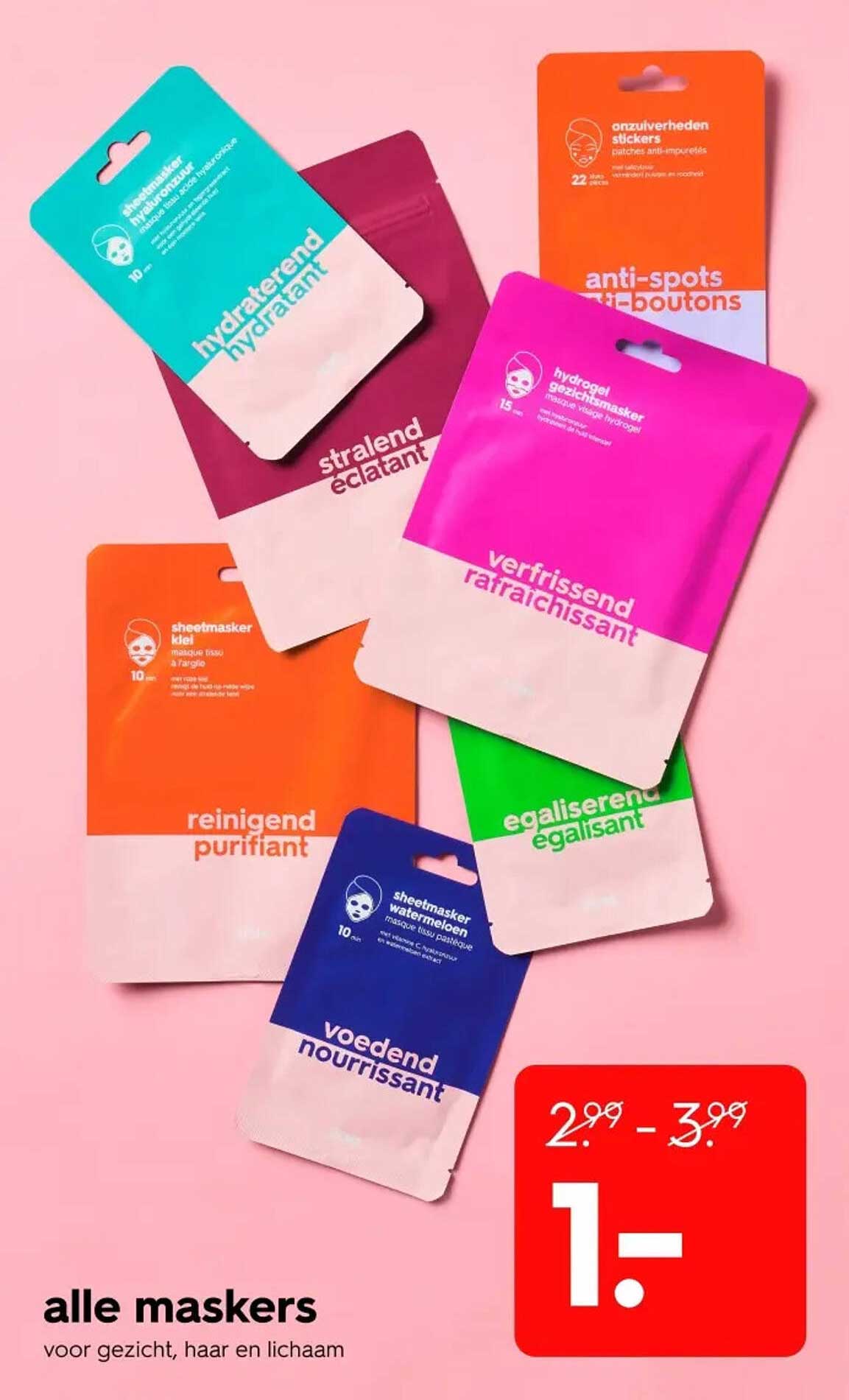 alle maskers voor gezicht, haar en lichaam