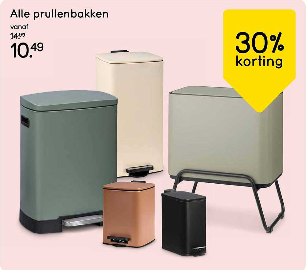 Alle prullenbakken 30% korting